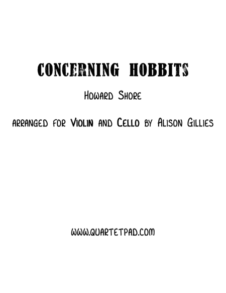 Concerning Hobbits from THE LORD OF THE RINGS - String Duo (vln/vc) image number null