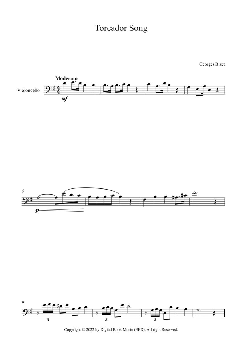 Toreador Song - Georges Bizet (Cello)