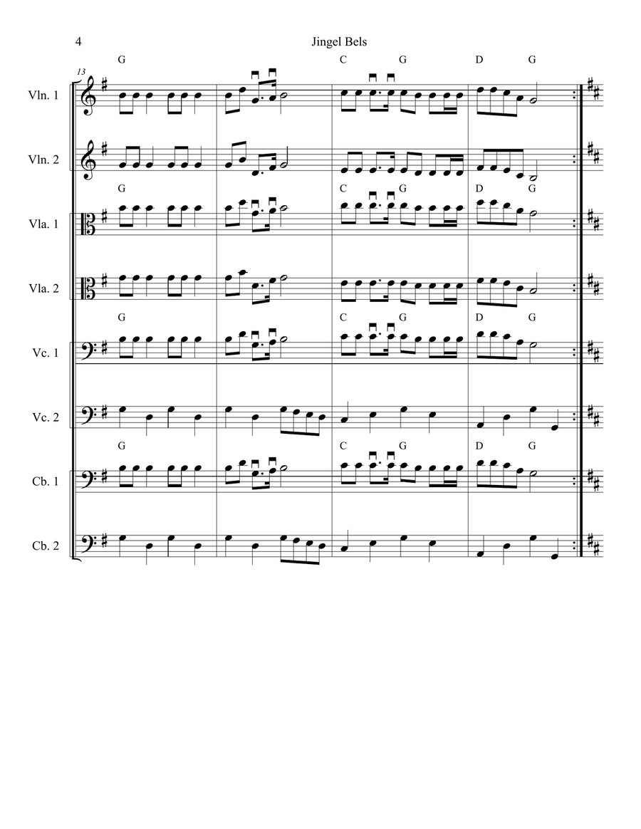Jingle Bells for Strings String Orchestra scores gallery preview page 4