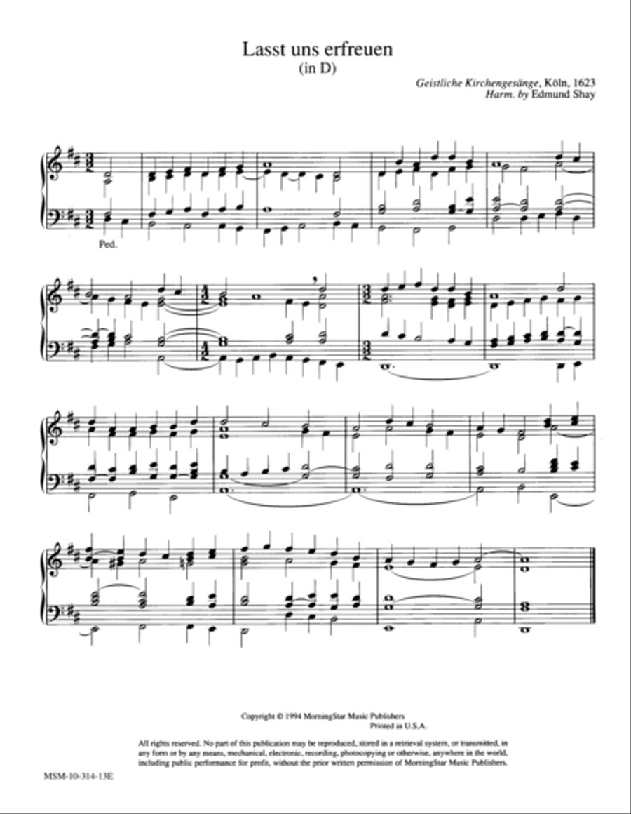 Lasst uns erfreuen (in D and E-flat) Organ scores gallery preview page 1