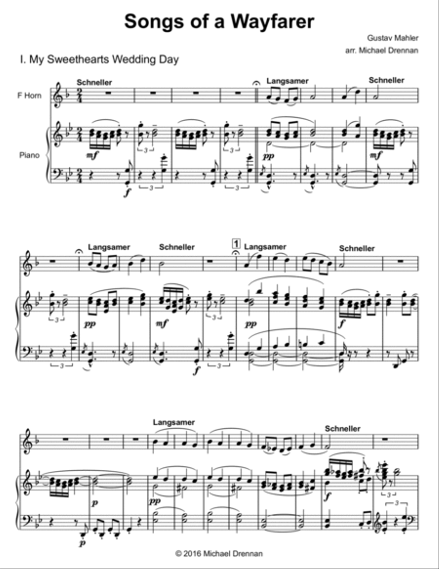 Songs of a Wayfarer for Horn and Piano Piano Accompaniment scores gallery preview page 6