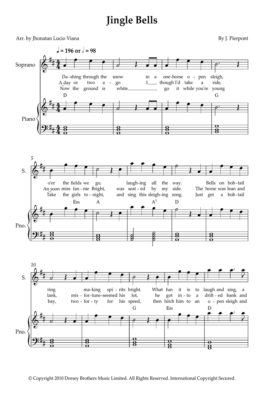 Jingle Bells Soprano Voice scores gallery preview page 1