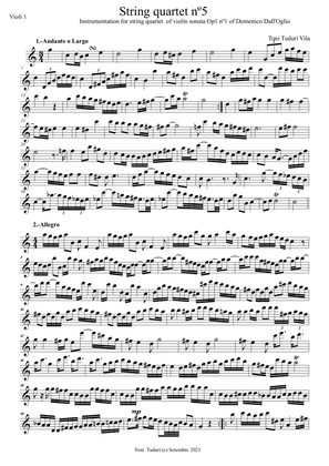 String quartet nº 5 in C Major (nstrumentation of Violin sonata Op1 nº1 - Domenico dall'Oglio)
