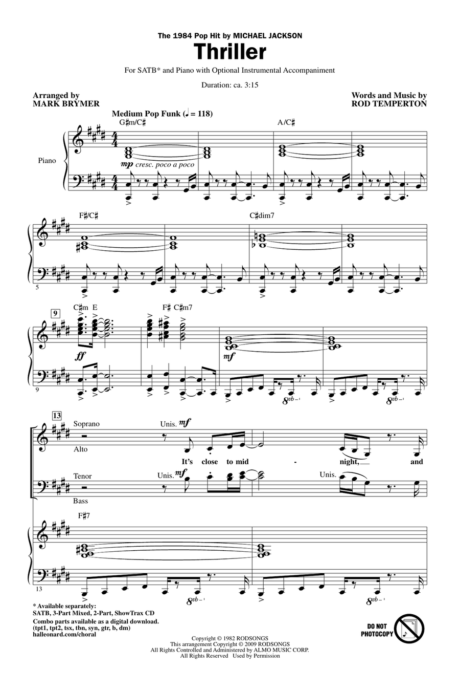 Thriller 4-Part scores gallery preview page 1