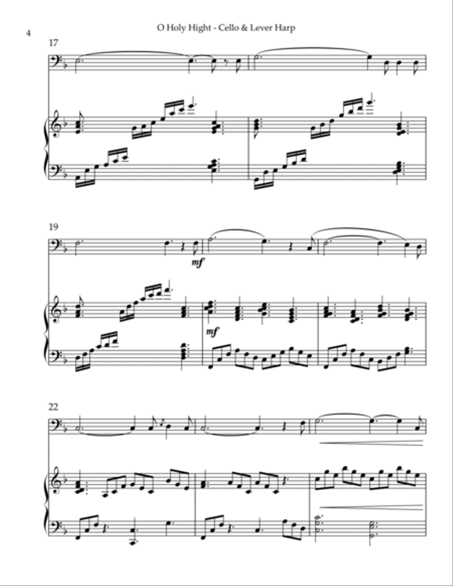 O Holy Night, Duet for Cello & Lever Harp String Duet scores gallery preview page 4