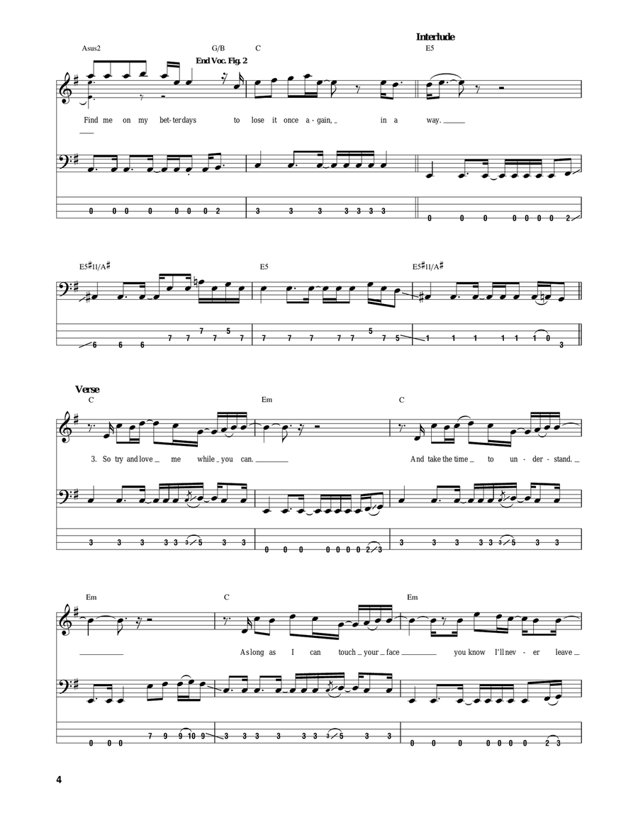 Tonight The World Dies Bass Guitar Tablature scores gallery preview page 4