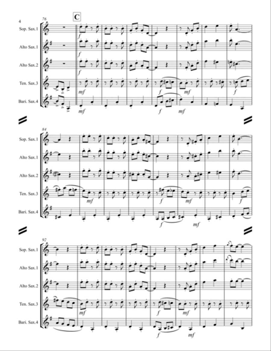 Pennsylvania Polka Saxophone Quartet scores gallery preview page 5