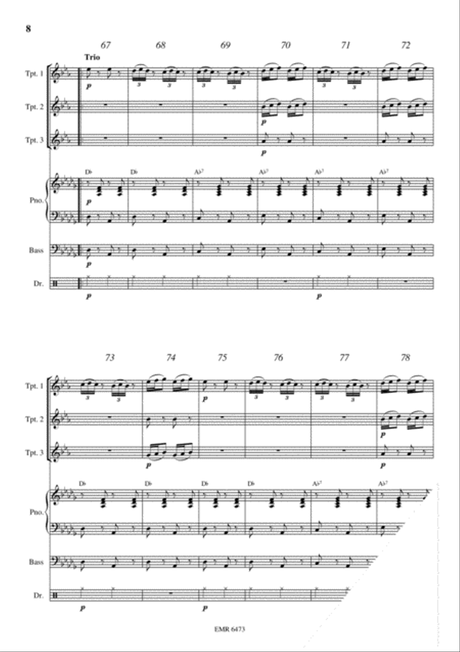 Tritsch-Tratsch Polka Trumpet Trio scores gallery preview page 8