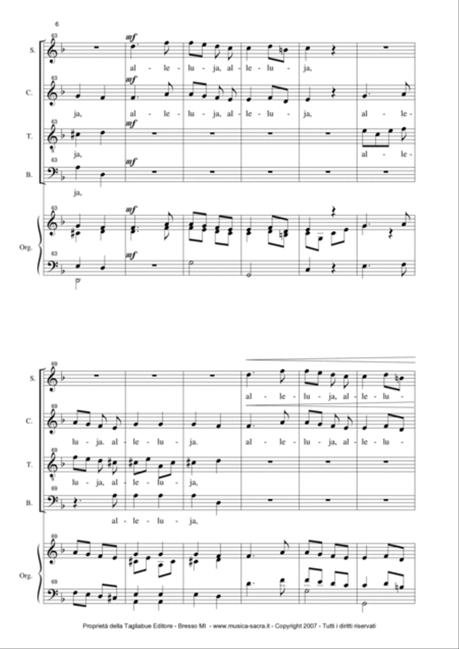 ALLELUJA (Exsultate, jubilate K.165) W.A.Mozart - Arr. for SATB Choir and Organ 4-Part scores gallery preview page 6