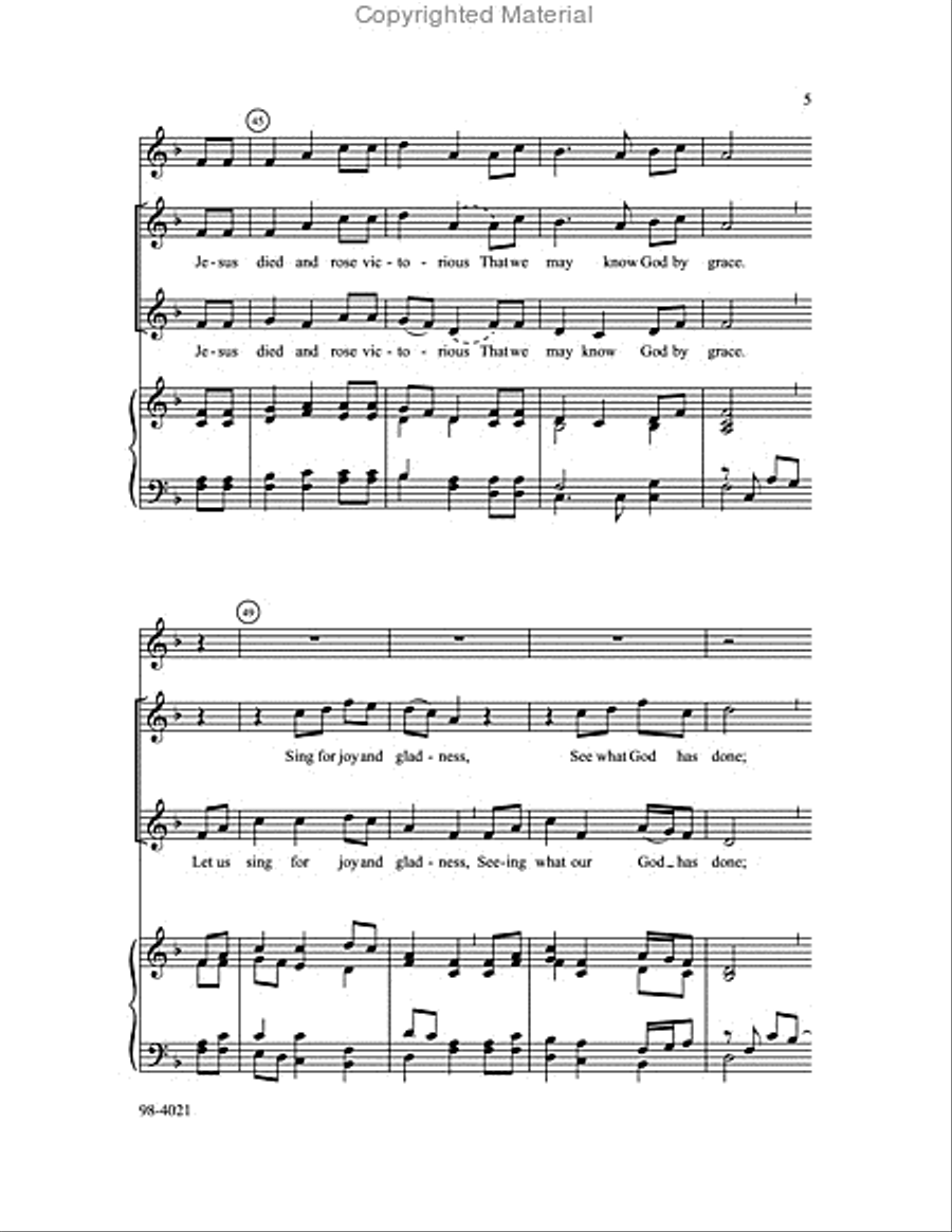 Praise the One Who Breaks the Darkness (Bobb) 4-Part scores gallery preview page 6