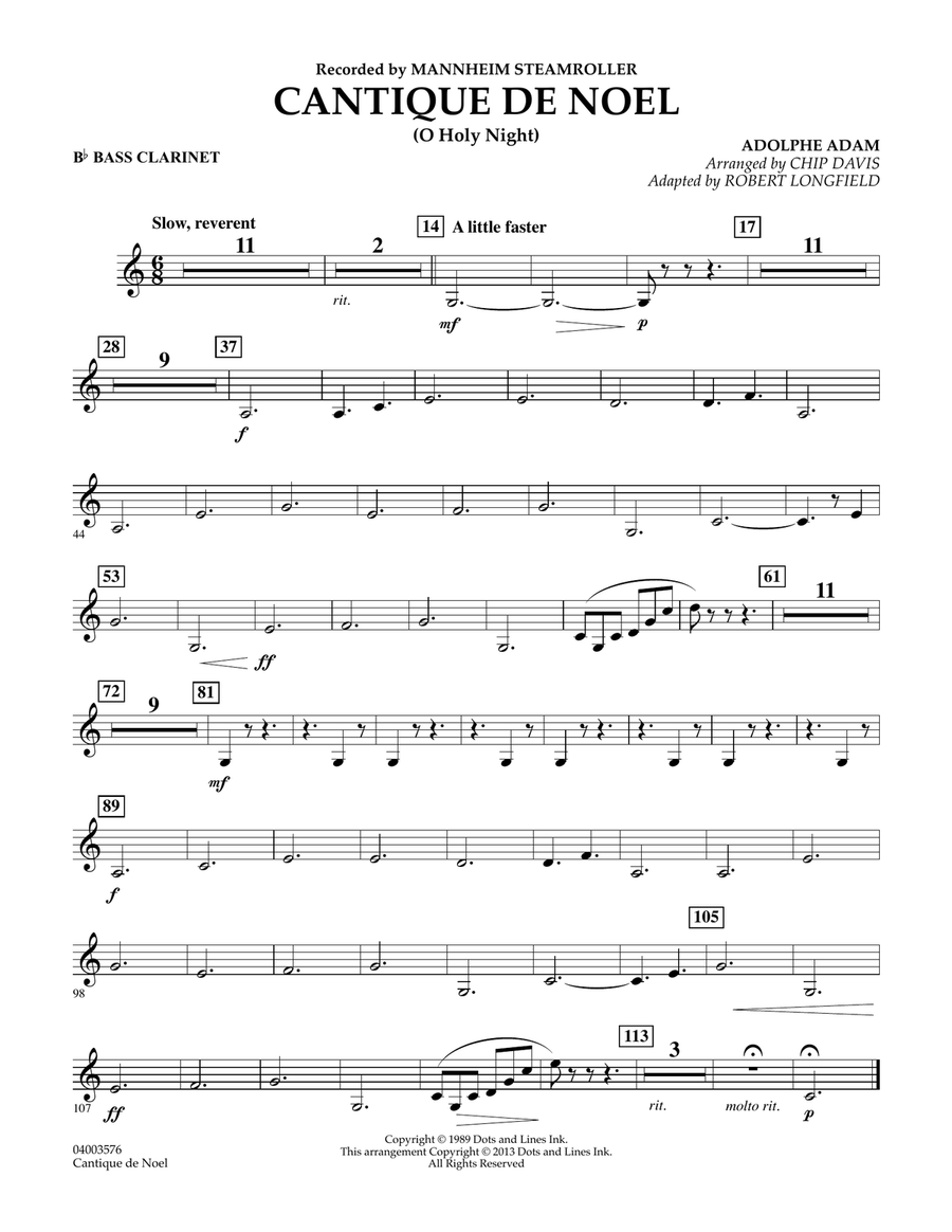 Cantique de Noel (O Holy Night) - Bb Bass Clarinet