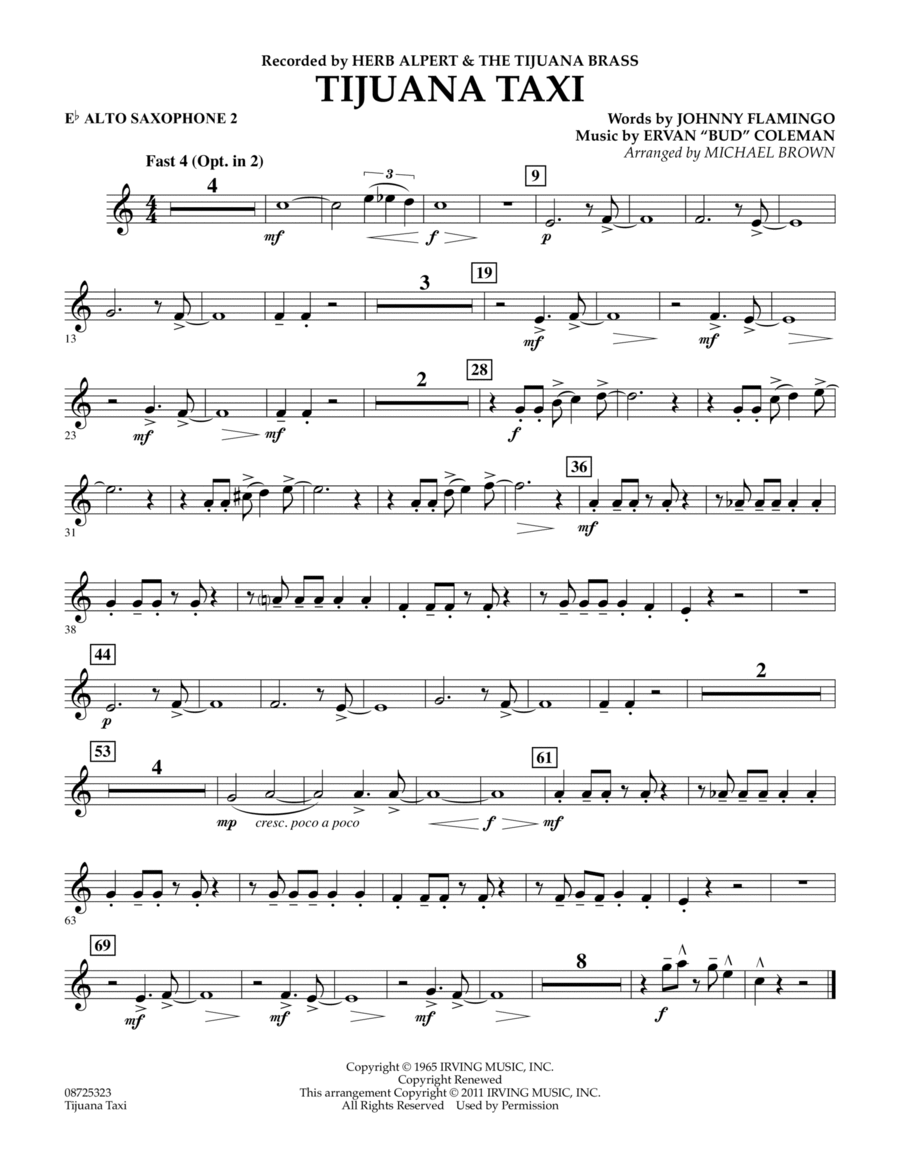 Tijuana Taxi - Eb Alto Saxophone 2 Concert Band scores gallery preview page 1