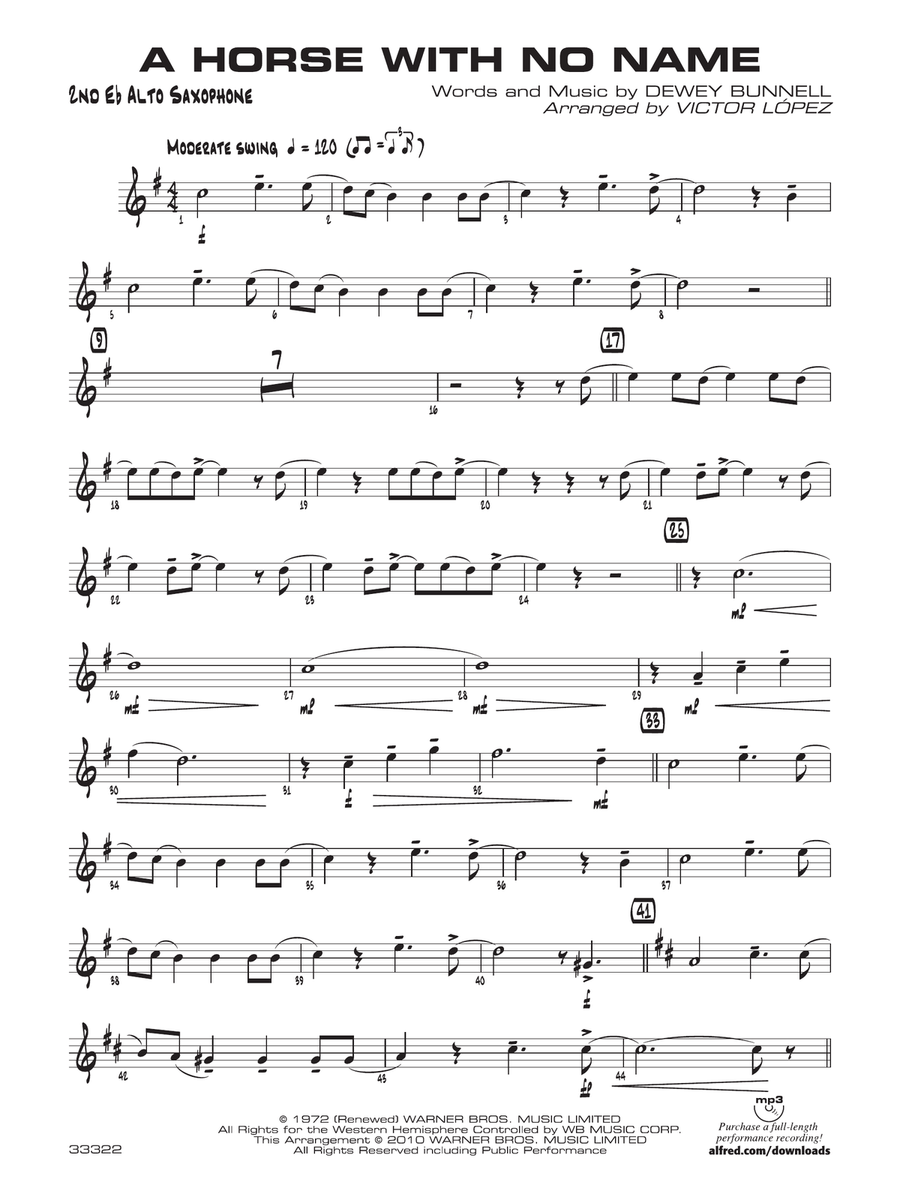 A Horse with No Name: 2nd E-flat Alto Saxophone
