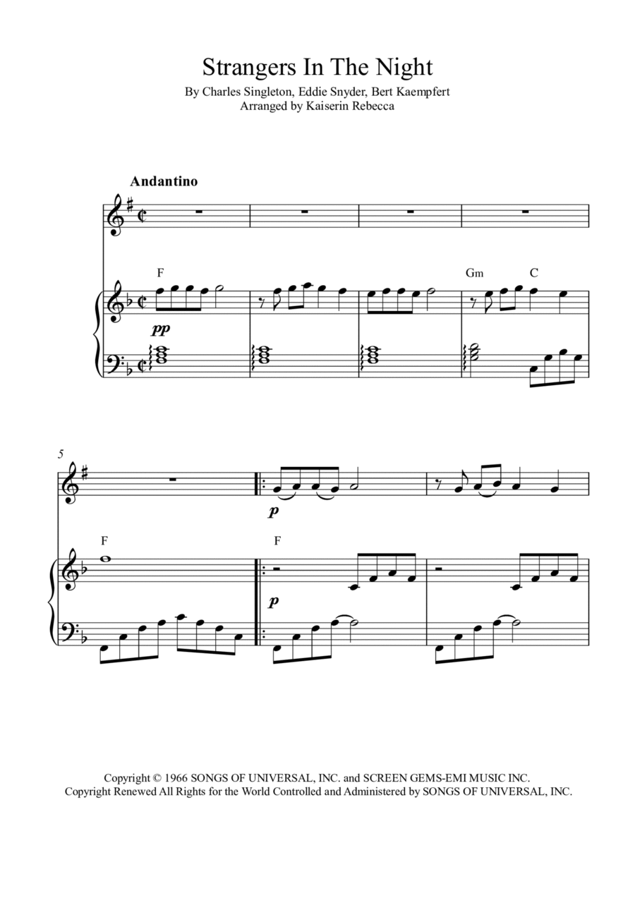 Strangers In The Night Clarinet Solo scores gallery preview page 1