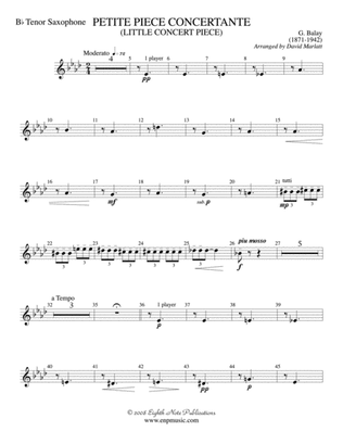 Petite Piece Concertante (Little Concert Piece) (Solo Cornet and Concert Band): B-flat Tenor Saxophone