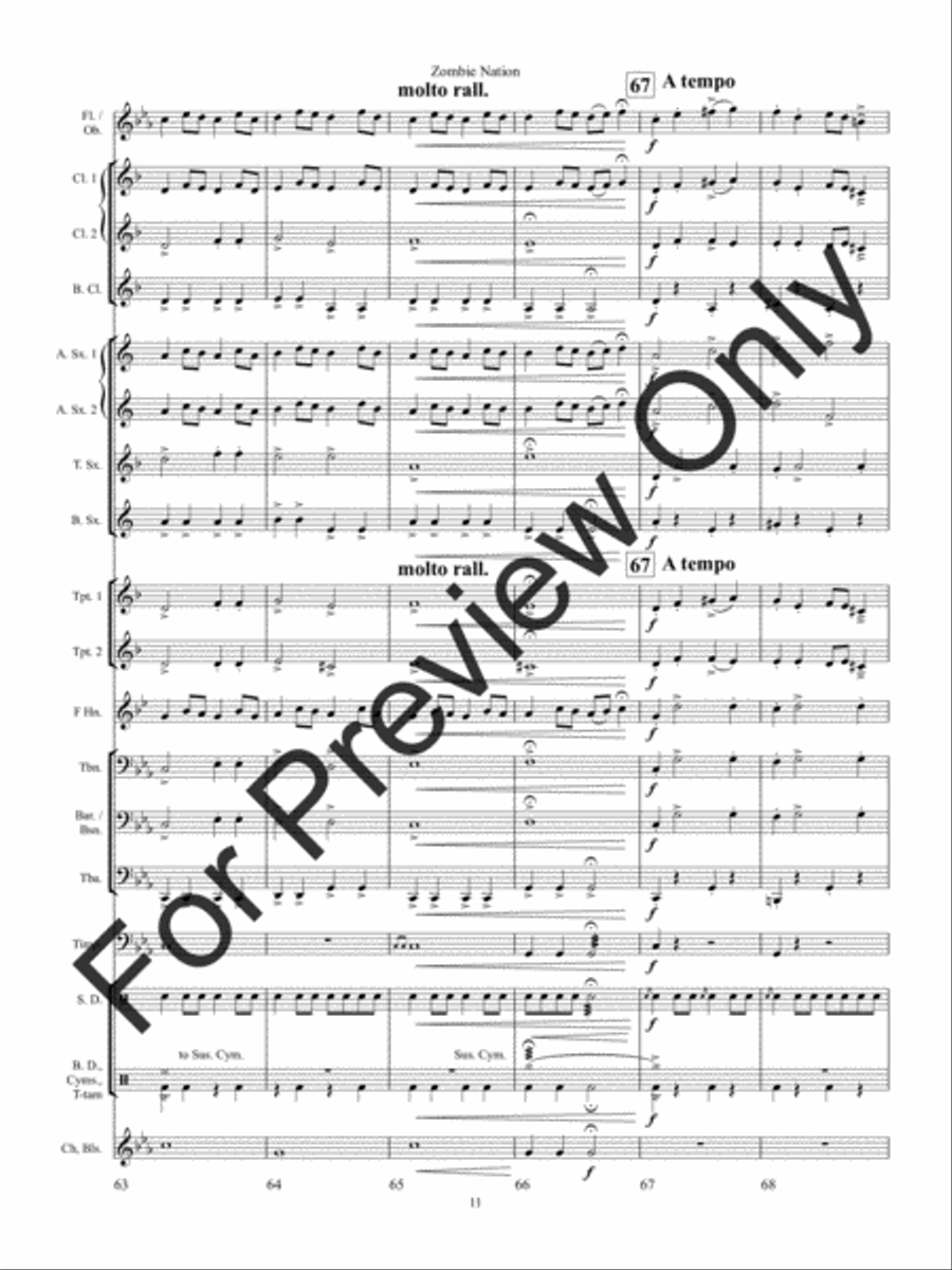 Zombie Nation Concert Band scores gallery preview page 15