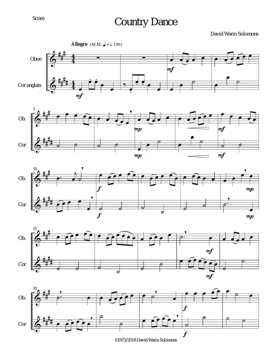 Country dance for oboe and cor anglais Woodwind Duet scores gallery preview page 1