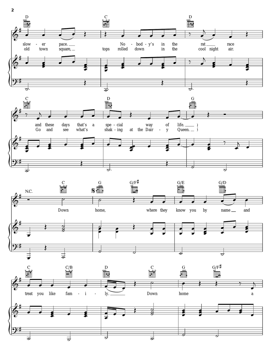 Down Home Down Home Piano, Vocal, Guitar scores gallery preview page 2