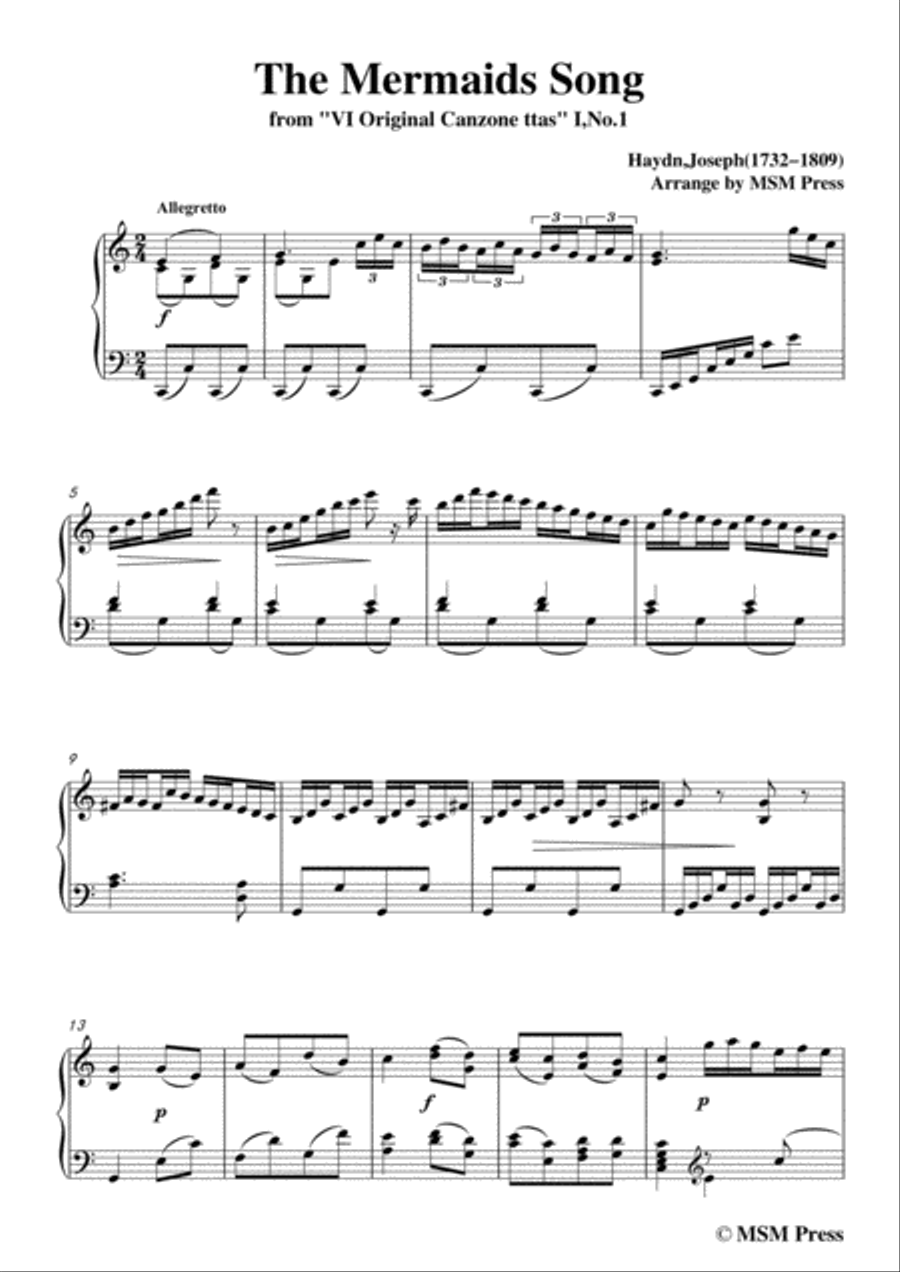 Haydn-The Mermaids Song, for Flute and Piano Flute Solo scores gallery preview page 3