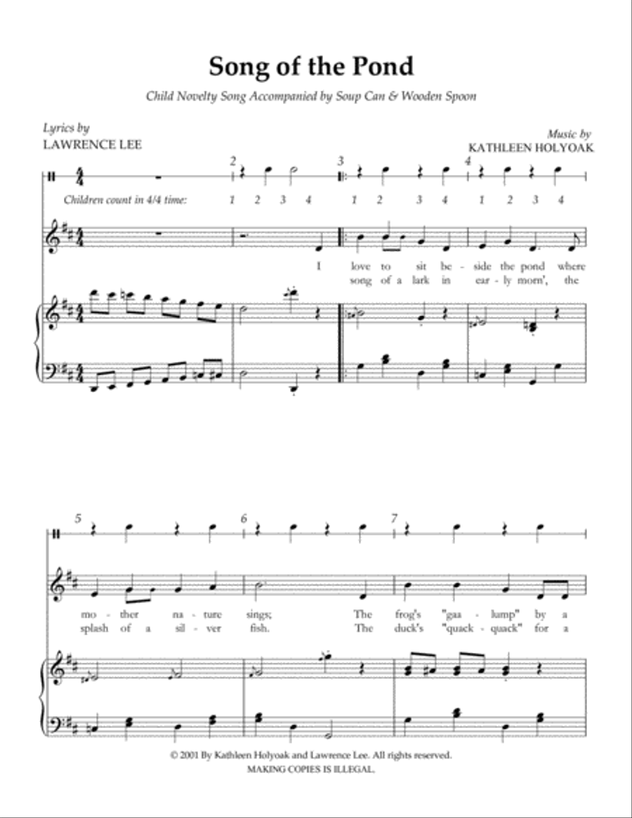 Song of the Pond - Novelty Song by Kathleen Holyoak Voice scores gallery preview page 2