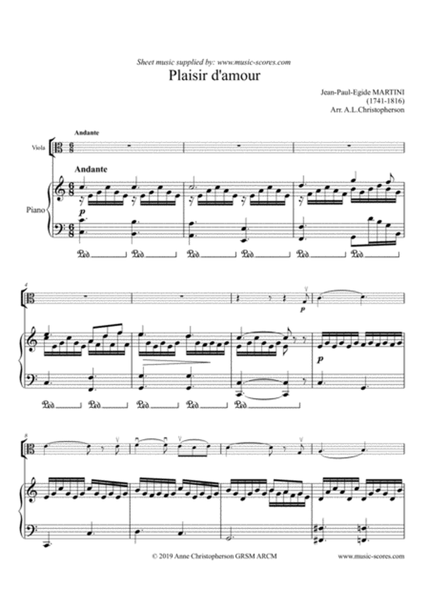 Plaisir d'Amour - Viola and Piano image number null