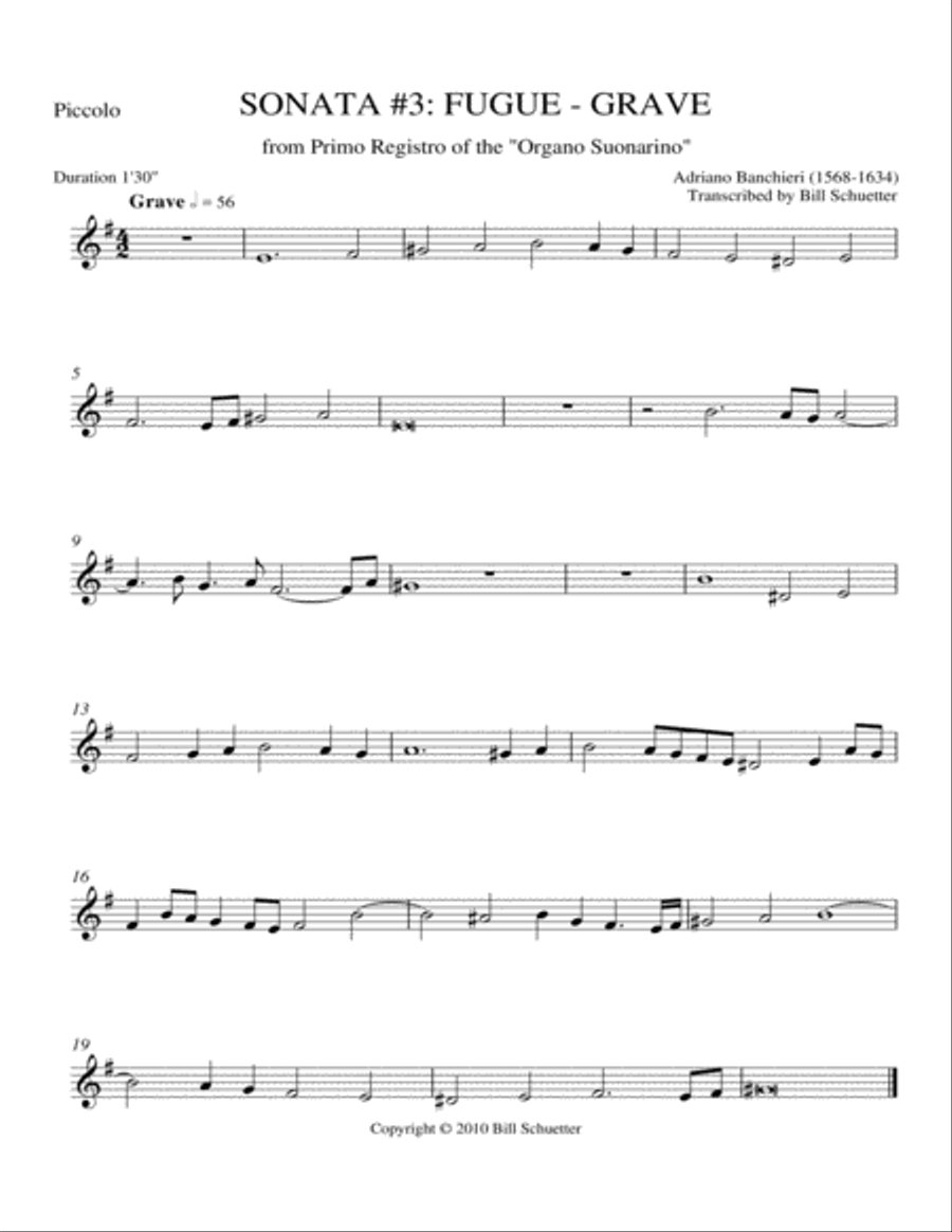 Sonata 3: Fugue-Grave Flute Quartet scores gallery preview page 3