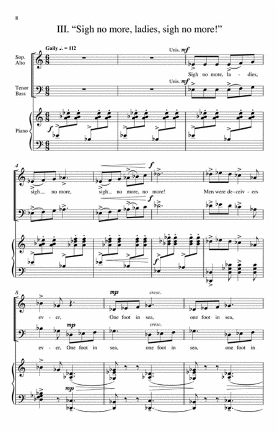 Three Madrigals 4-Part scores gallery preview page 5