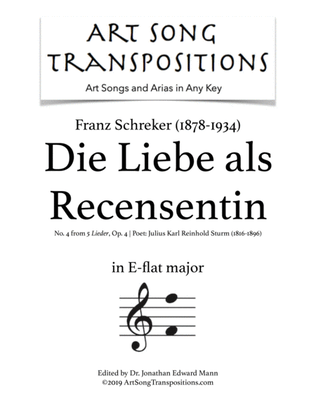 SCHREKER: Die Liebe als Recensentin, Op. 4 no. 4 (transposed to E-flat major)