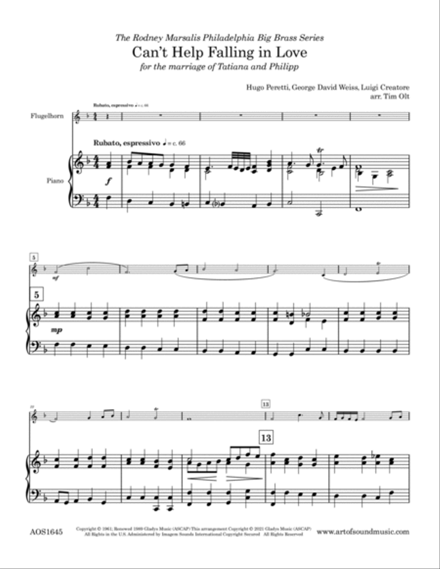 Can't Help Falling In Love Brass Ensemble scores gallery preview page 2