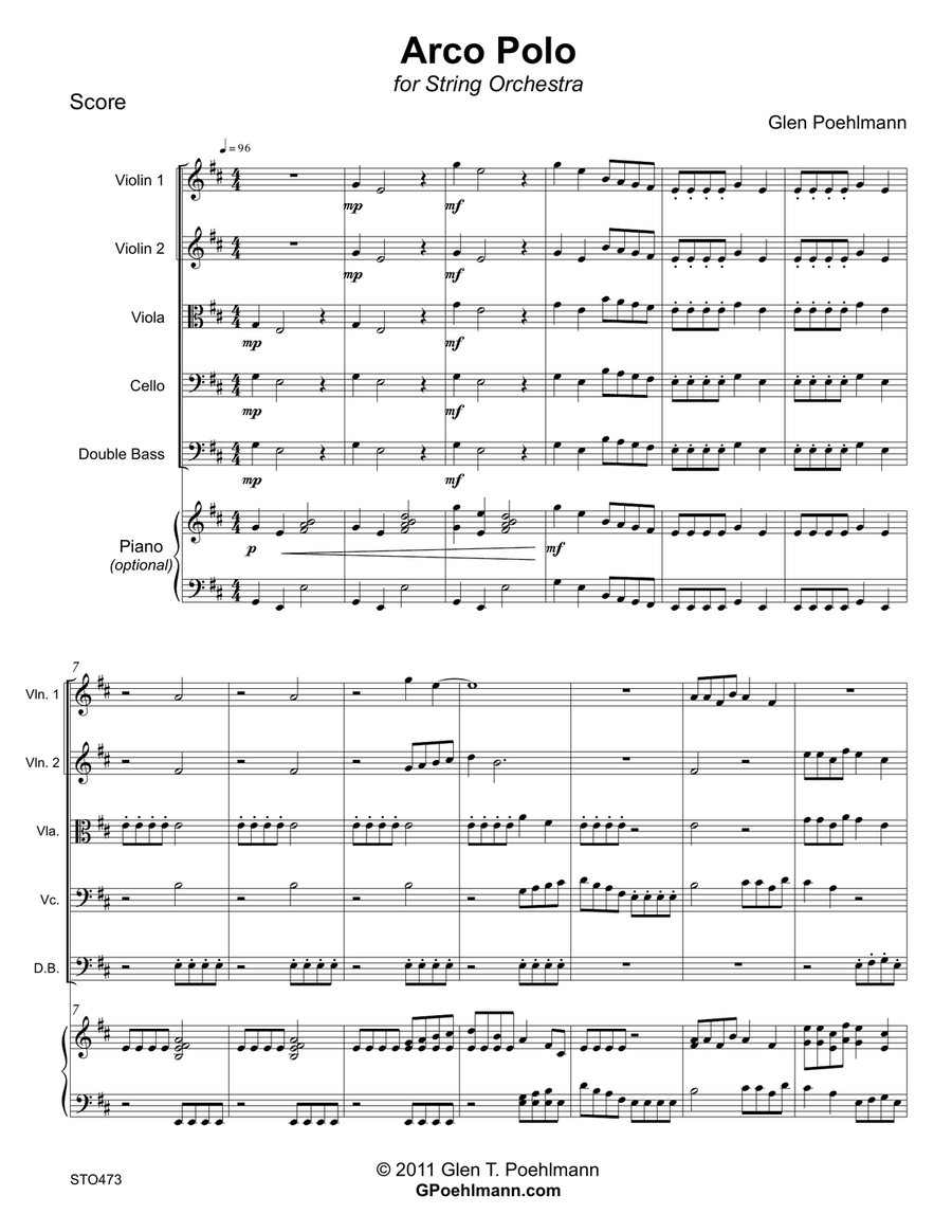 ARCO POLO - original composition for ELEMENTARY STRING ORCHESTRA. Grade 2. String Orchestra scores gallery preview page 1