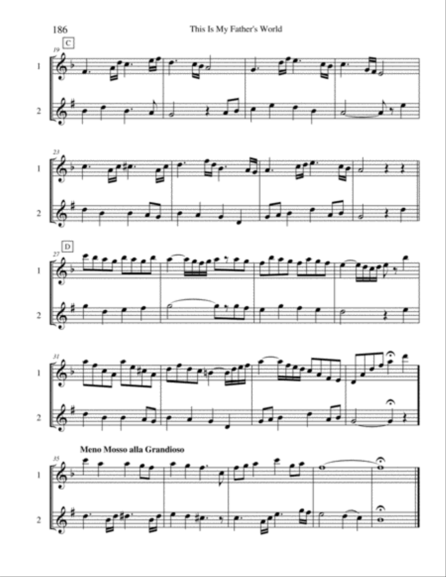 Ten Selected Hymns for the Performing Duet, Vol. 10 - flute and clarinet (bass clarinet) Woodwind Duet scores gallery preview page 6
