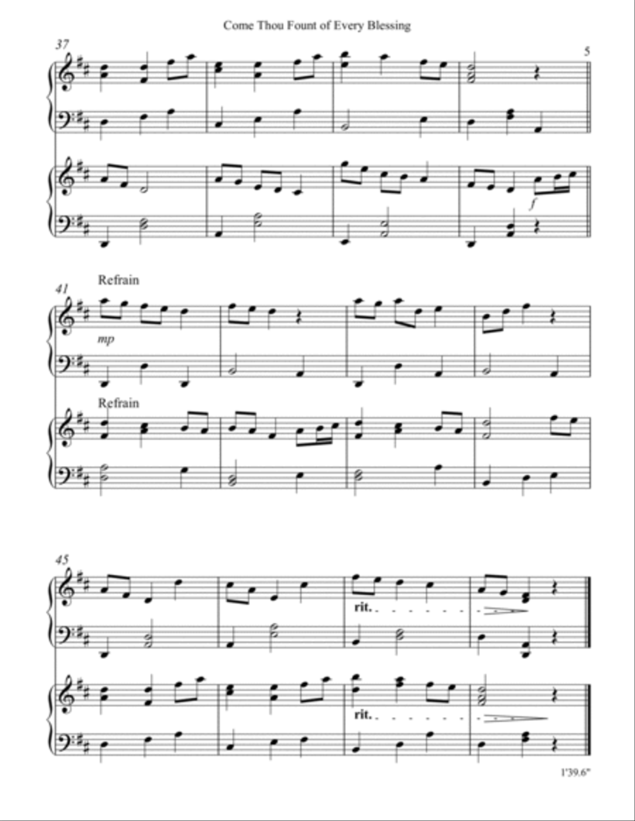 Come Thou Fount of Every Blessing, Harp Duet Celtic Harp scores gallery preview page 5