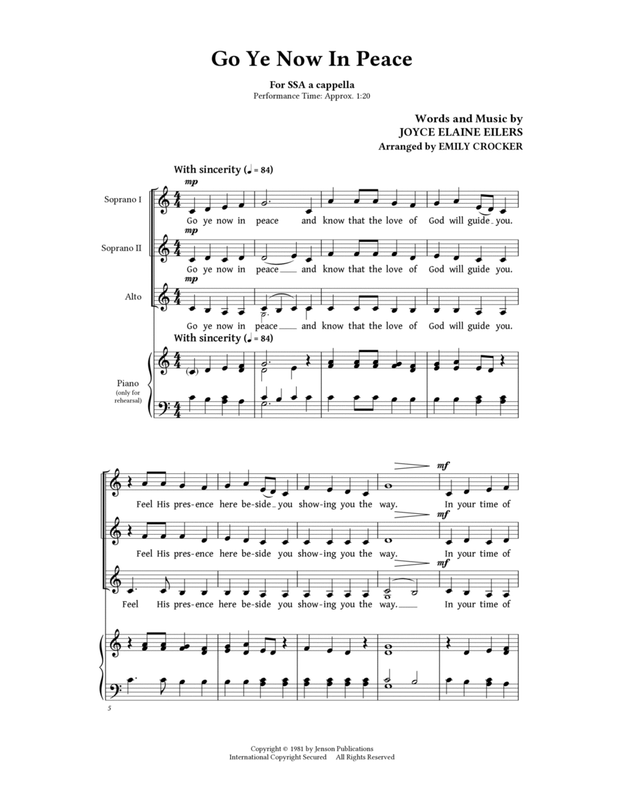 Go Ye Now In Peace SSA scores gallery preview page 1
