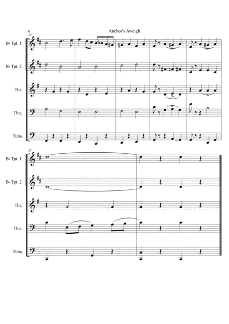 Anchors Aweigh For Brass Quintet Brass Quintet scores gallery preview page 4