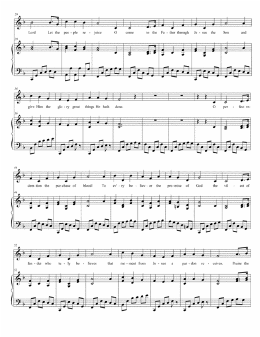 To God Be the Glory Medium Voice and Piano Unison Choir scores gallery preview page 2
