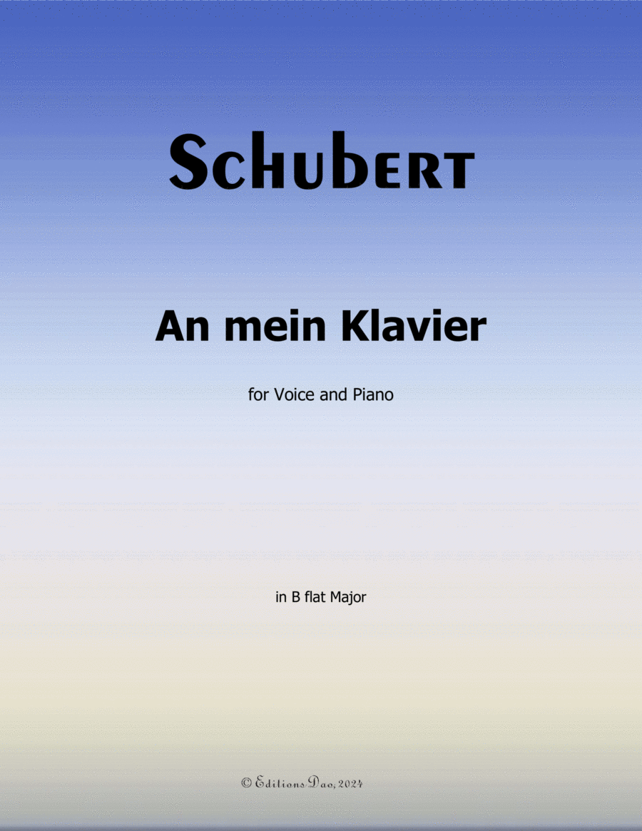 An mein Klavier, by Schubert, D.342, in B flat Major Voice scores gallery preview page 1