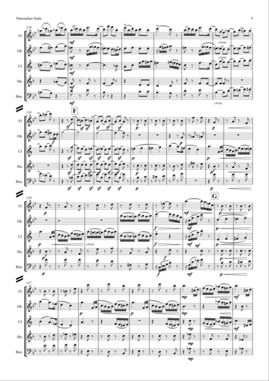 Tchaikovsky: Casse-Noisette: Nutcracker Suite (Complete) (Score and Parts) - wind quintet Woodwind Quintet scores gallery preview page 6