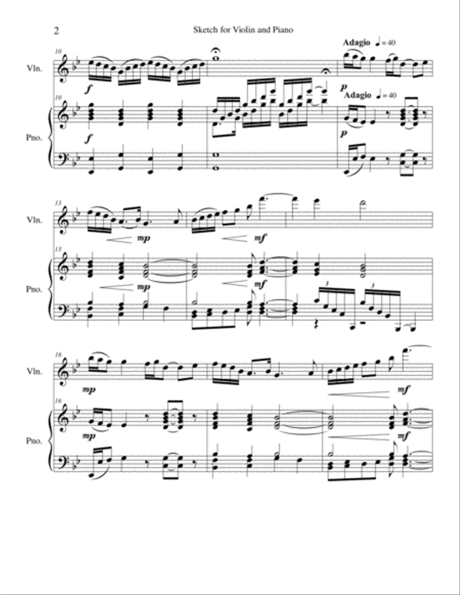 Sketch for Violin and Piano/ Piano & Violin Part, Op. 2 Violin Solo scores gallery preview page 2