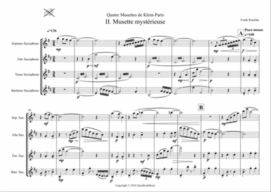 Musette mystérieuse (for Saxophone Quartet) Saxophone Quartet scores gallery preview page 2