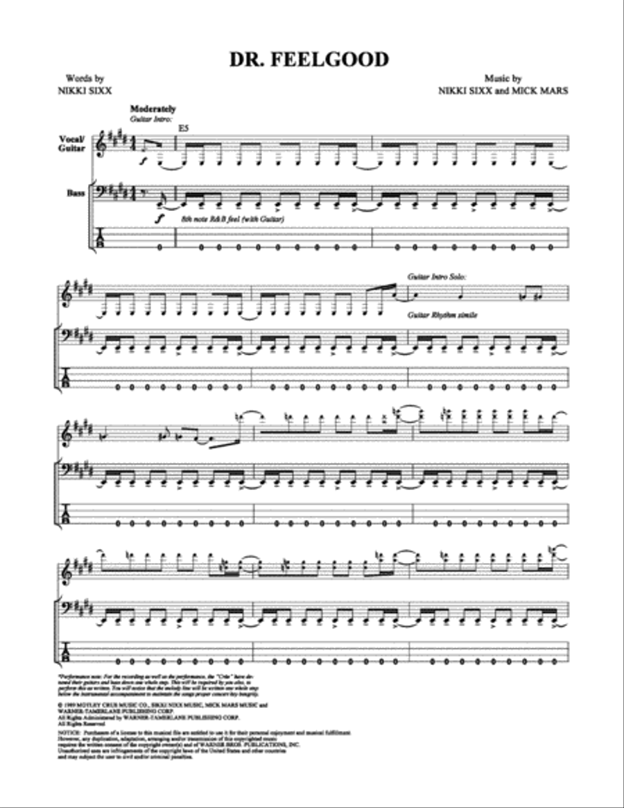Dr. Feelgood Bass Guitar Tablature scores gallery preview page 1