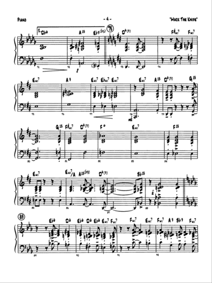 Mack the Knife (from The Threepenny Opera): Piano Accompaniment Jazz Ensemble scores gallery preview page 4