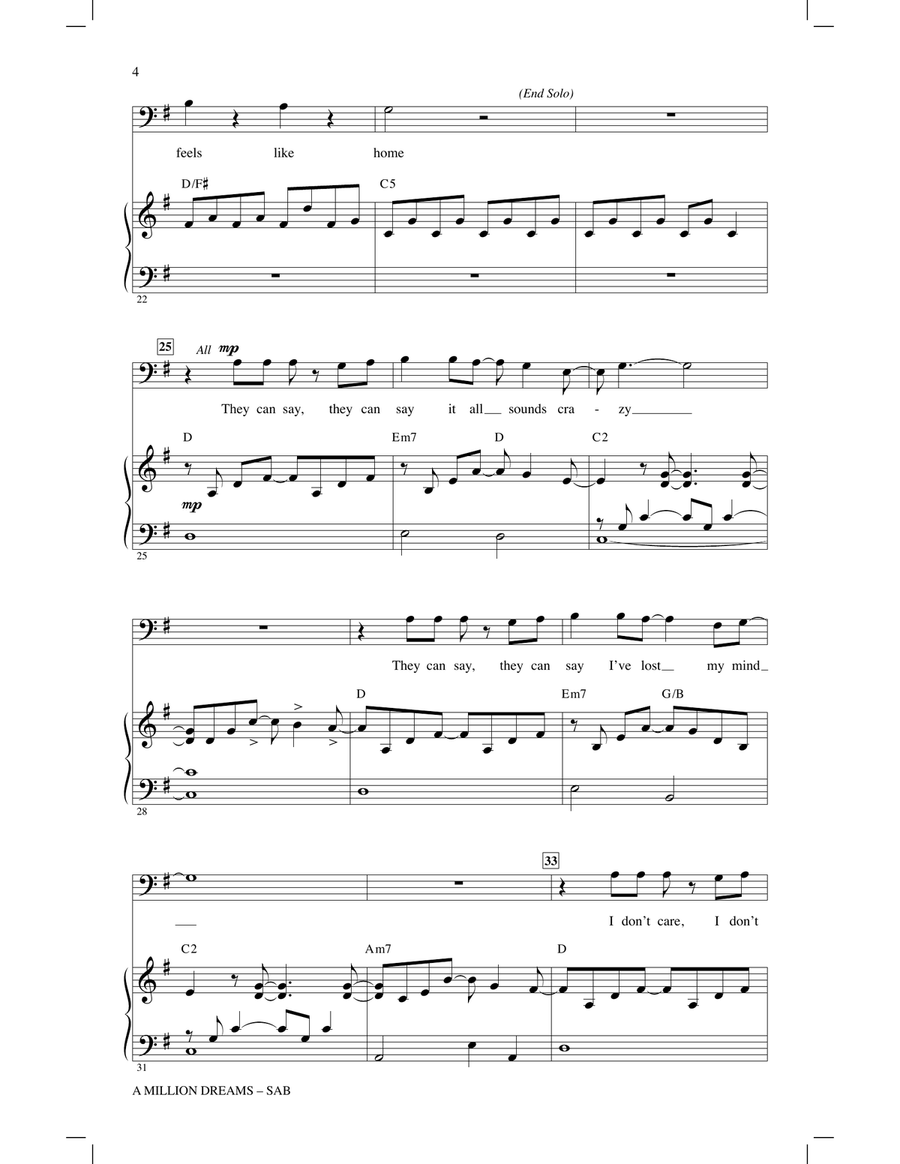 A Million Dreams (from The Greatest Showman) (arr. Mac Huff) 3-Part scores gallery preview page 3