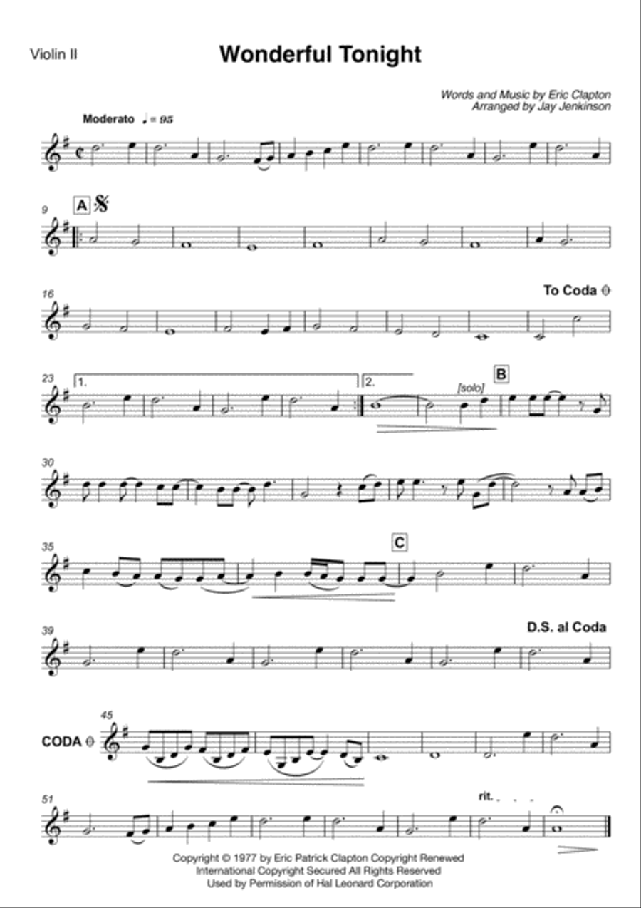 Wonderful Tonight String Quartet scores gallery preview page 3