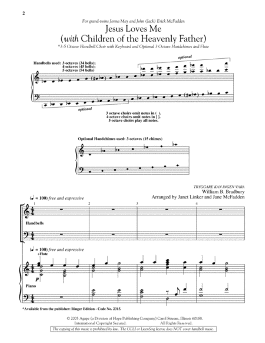 Jesus Loves Me with Children of the Heavenly Father 5-Octaves scores gallery preview page 2