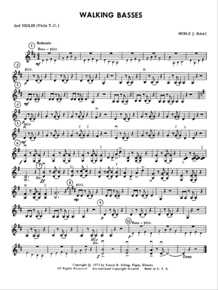 Walking Basses: 3rd Violin (Viola [TC]) String Orchestra scores gallery preview page 1