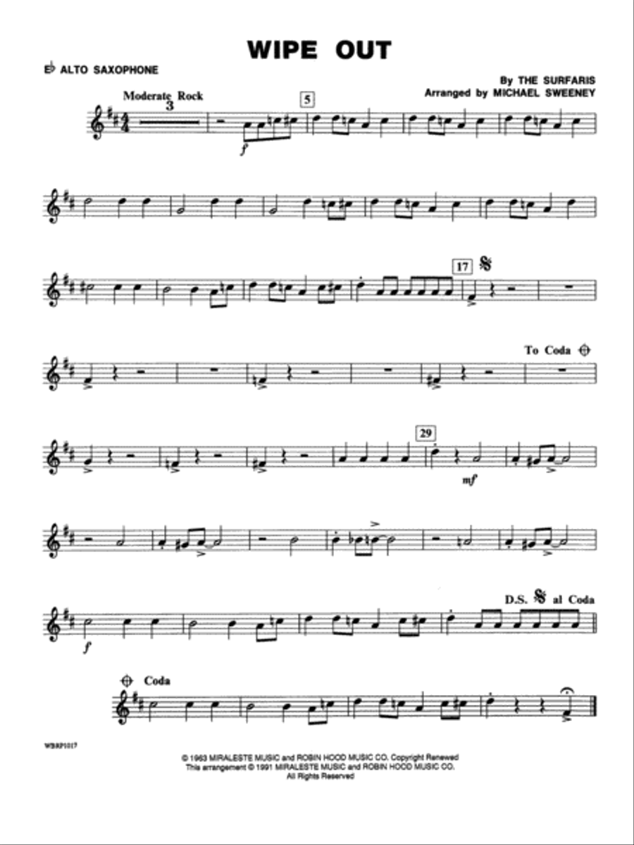 Wipe Out: E-flat Alto Saxophone Concert Band scores gallery preview page 1