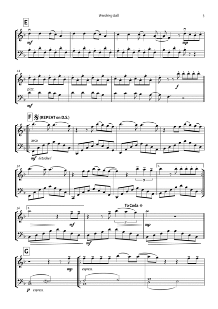 Wrecking Ball String Duet scores gallery preview page 3