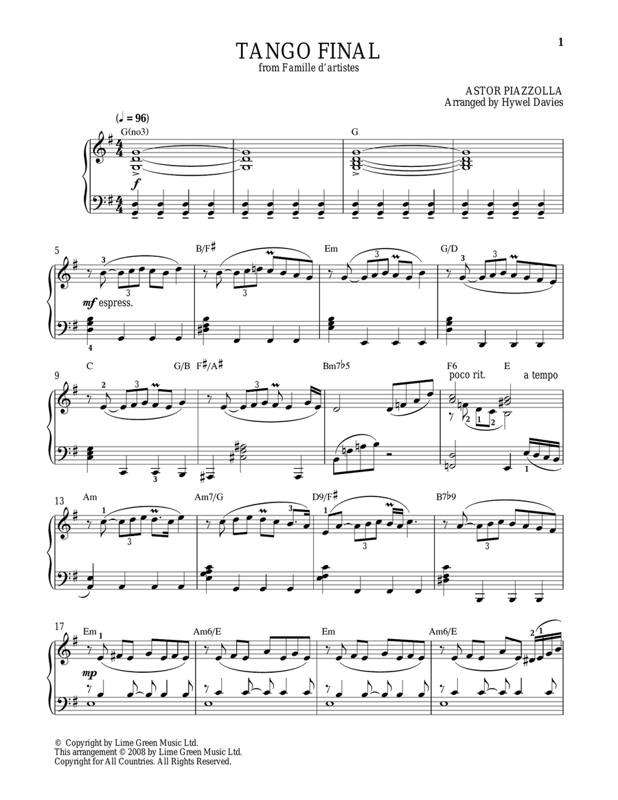 Tango Final Tango Final Piano Solo scores gallery preview page 1