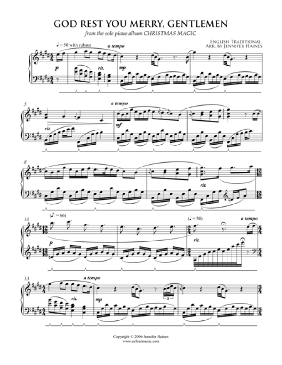 God Rest You Merry Gentlemen Piano Solo scores gallery preview page 1