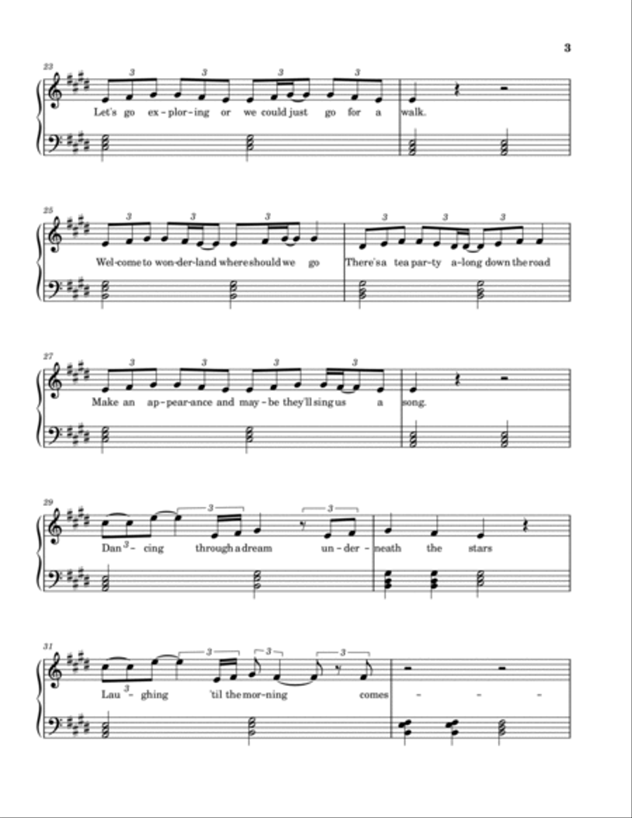 Welcome To Wonderland Piano Solo scores gallery preview page 3